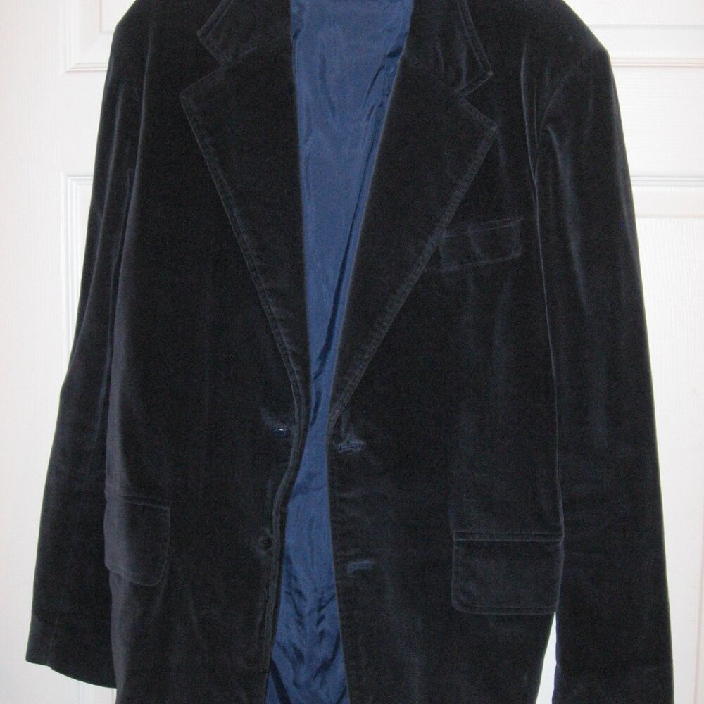 Jason Clarke Dark Blue Velour Blazer Men's 42 Long